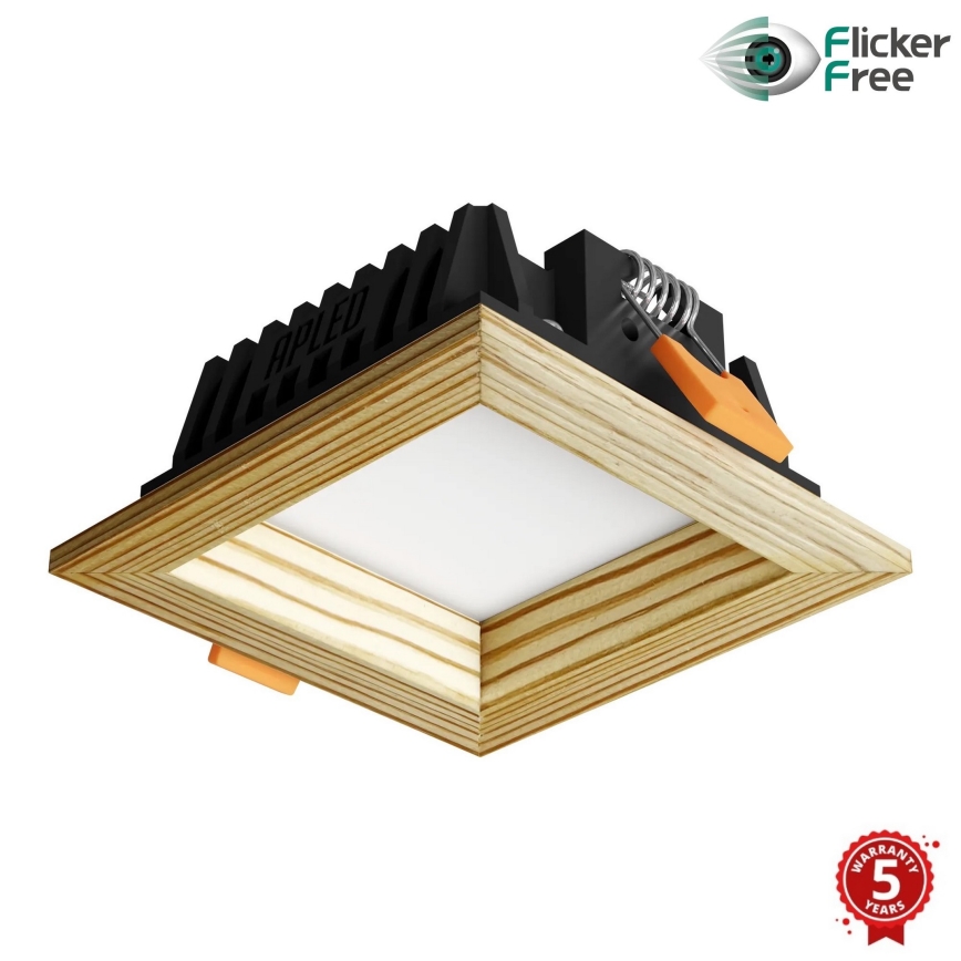 APLED - LED upotettava valo SQUARE WOODLINE LED/6W/230V 3000K 12x12 cm mänty massiivipuu