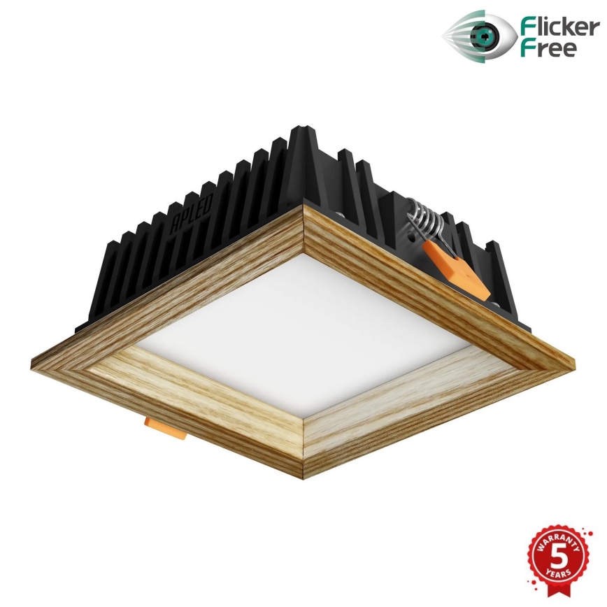 APLED - LED upotettava valo SQUARE WOODLINE LED/6W/230V 4000K 12x12 cm tuhka massiivipuu