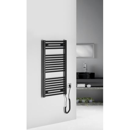 Aqualine - Kylpyhuoneen sähkö jäähdytin DIRECT-E 300W/230V 96 cm matta musta suora
