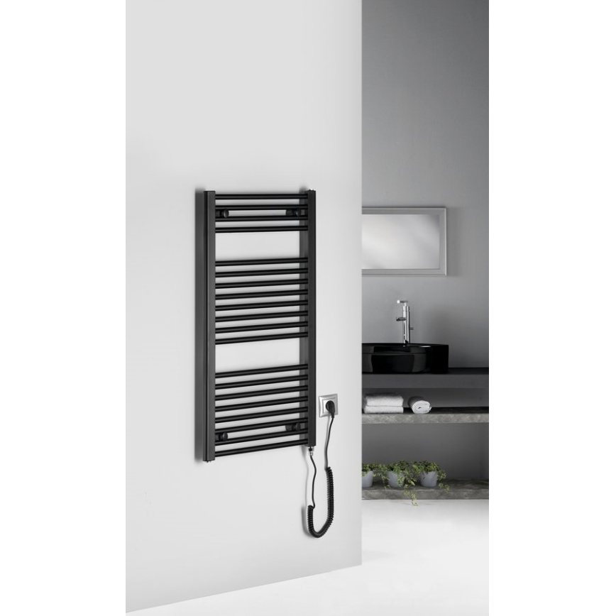 Aqualine - Kylpyhuoneen sähkö jäähdytin DIRECT-E 300W/230V 96 cm matta musta suora
