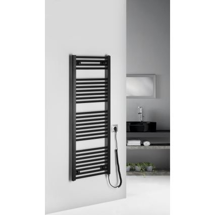 Aqualine - Kylpyhuoneen sähkö jäähdytin DIRECT-E 400W/230V 132 cm matta musta suora