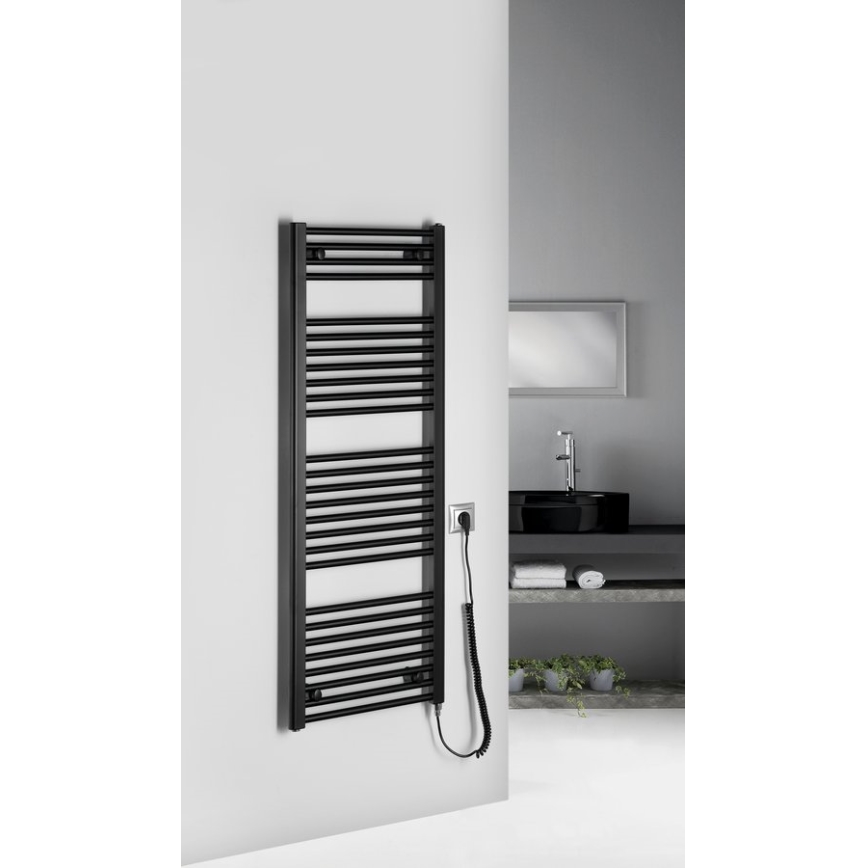 Aqualine - Kylpyhuoneen sähkö jäähdytin DIRECT-E 400W/230V 132 cm matta musta suora