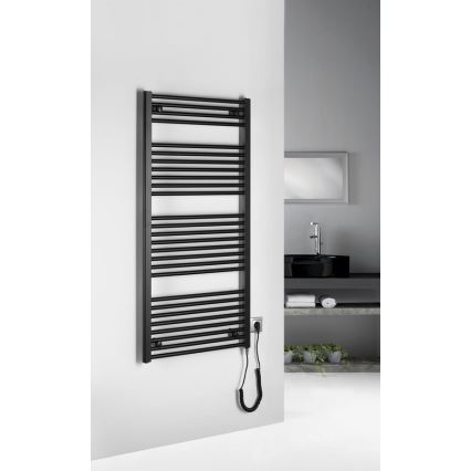 Aqualine - Kylpyhuoneen sähkö jäähdytin DIRECT-E 600W/230V 132 cm matta musta suora