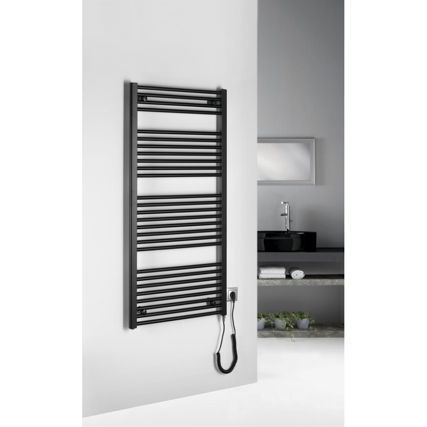 Aqualine - Kylpyhuoneen sähkö jäähdytin DIRECT-E 600W/230V 132 cm matta musta suora