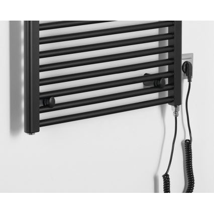 Aqualine - Kylpyhuoneen sähkö jäähdytin DIRECT-E 600W/230V 132 cm matta musta suora