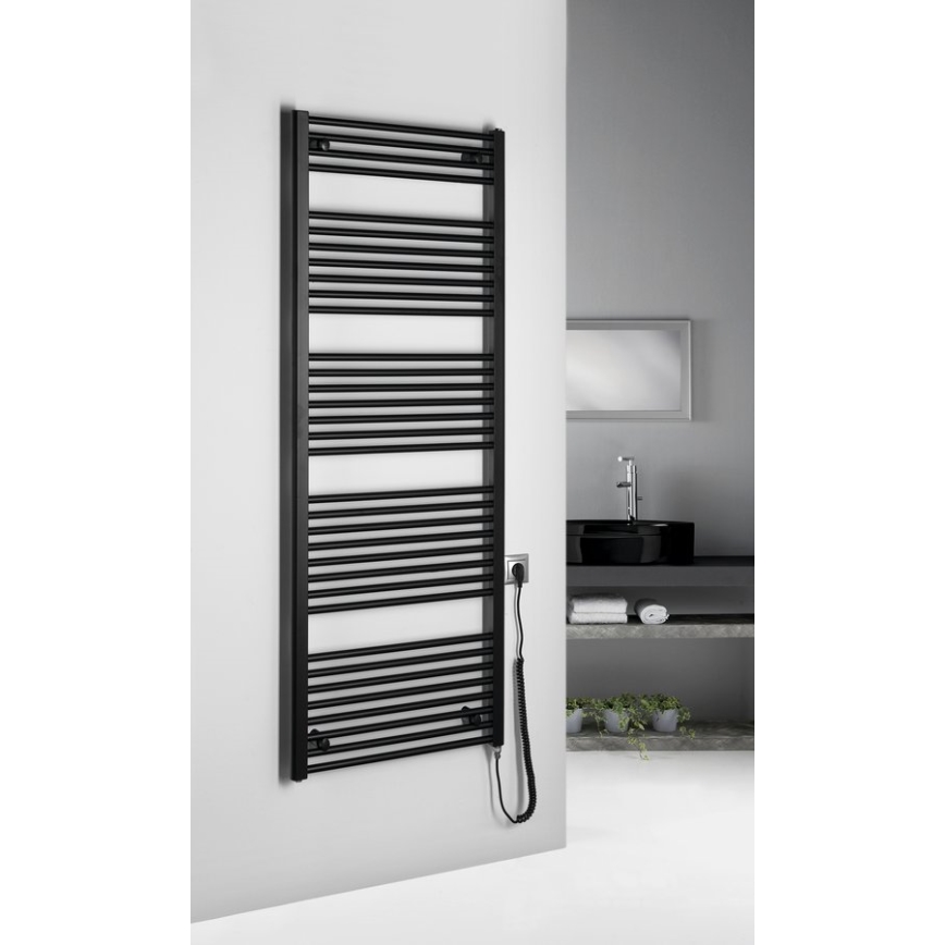 Aqualine - Kylpyhuoneen sähkö jäähdytin DIRECT-E 800W/230V 168 cm matta musta suora