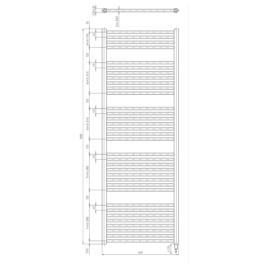 Aqualine - Kylpyhuoneen sähkö jäähdytin DIRECT-E 800W/230V 168 cm matta musta suora