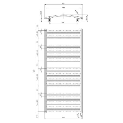 Aqualine - Kylpyhuoneen sähkö jäähdytin ORBIT-E 600W/230V 132 cm valkoinen pyöreä