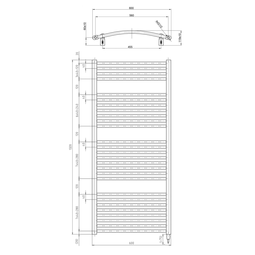 Aqualine - Kylpyhuoneen sähkö jäähdytin ORBIT-E 600W/230V 132 cm valkoinen pyöreä