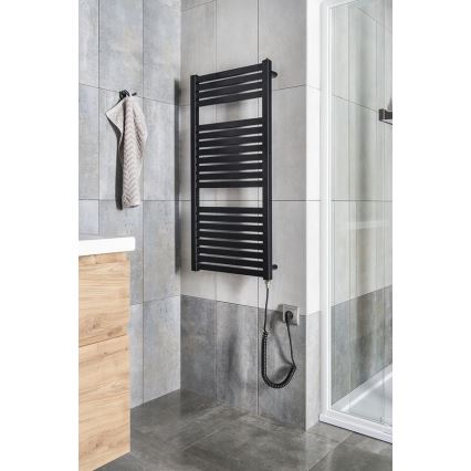 Aqualine - Kylpyhuoneen sähkö jäähdytin TONDI-E 300W/230V 97 cm matta musta suora