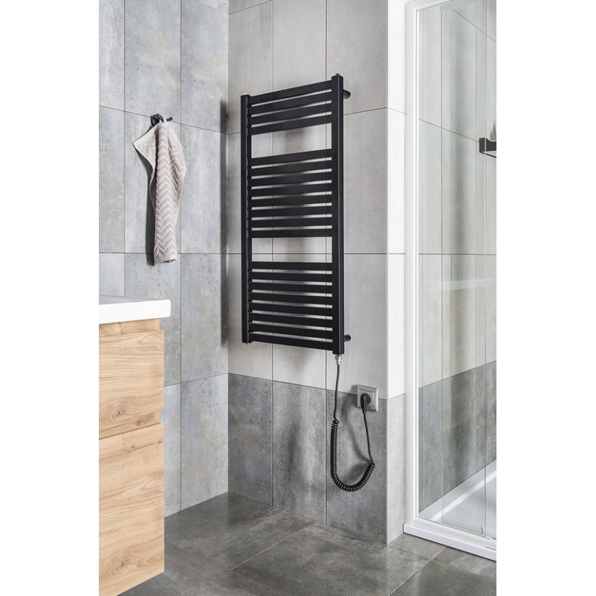 Aqualine - Kylpyhuoneen sähkö jäähdytin TONDI-E 300W/230V 97 cm matta musta suora