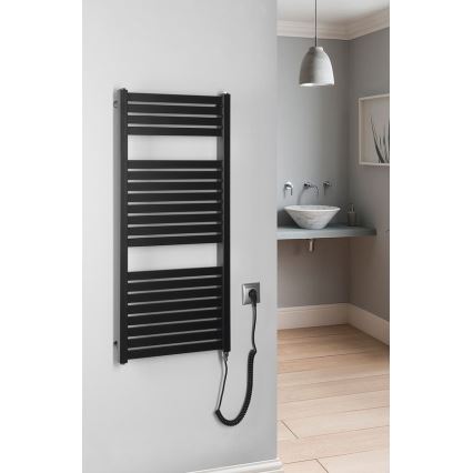 Aqualine - Kylpyhuoneen sähkö jäähdytin TONDI-E 300W/230V 97 cm matta musta suora