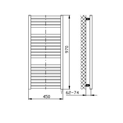Aqualine - Kylpyhuoneen sähkö jäähdytin TONDI-E 300W/230V 97 cm valkoinen suora