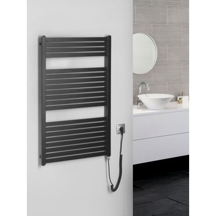 Aqualine - Kylpyhuoneen sähkö jäähdytin TONDI-E 400W/230V 97 cm matta musta suora