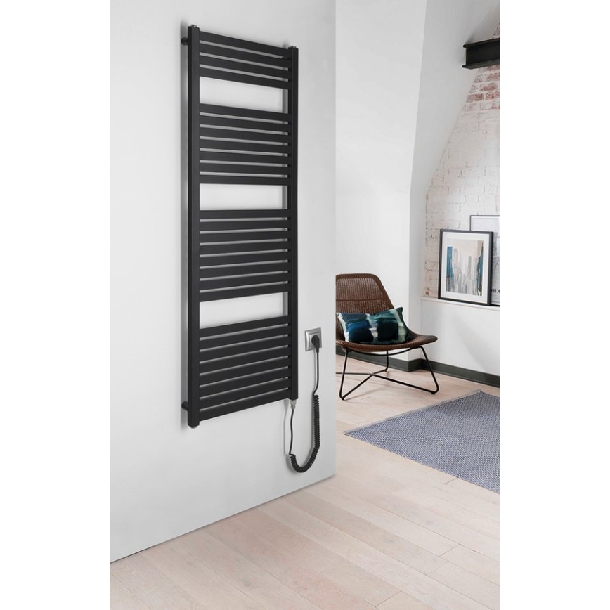 Aqualine - Kylpyhuoneen sähkö jäähdytin TONDI-E 500W/230V 133 cm matta musta suora