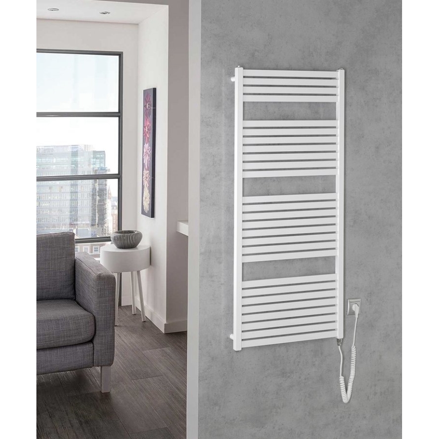 Aqualine - Kylpyhuoneen sähkö jäähdytin TONDI-E 600W/230V 133 cm valkoinen suora
