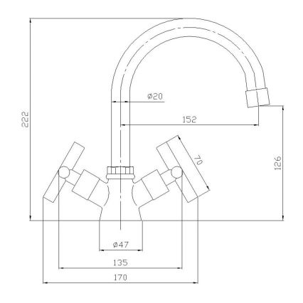 Aqualine - Pesuallashana XENIA 22,2 cm kiiltävä kromi