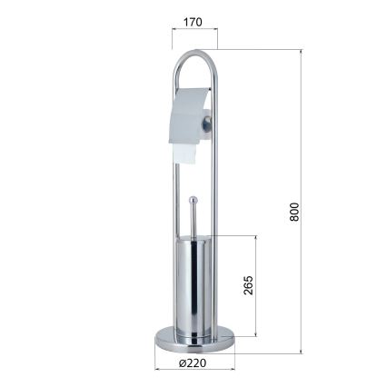 Aqualine - SAMBA seisova WC-harja vessapaperitelineellä 80x22 cm kiiltävä kromi
