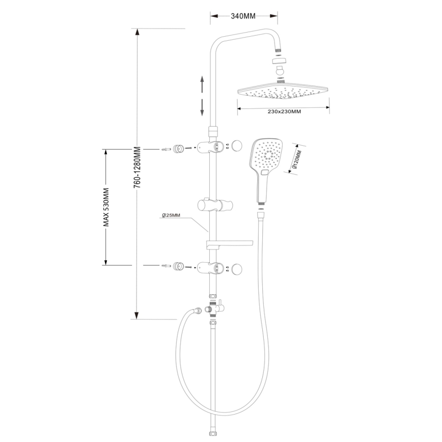 Aqualine - Suihkusetti KERA kiiltävä kromi