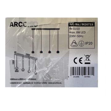 Arcchio - Kattokruunu johdossa RENKO 4xGU10/8W/230V