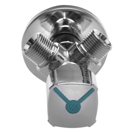 Arco - Kulmaventtiili, yhdistetty kahdella liitännällä A-80, kiiltävä kromi