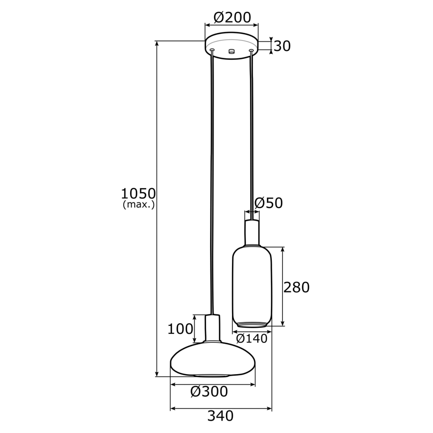 Argon 0896 - Kattokruunu johdossa SAGUNTO 2xE27/15W/230V messinki