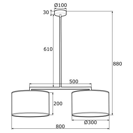 Argon 0900 - Kattokruunu tangossa KARIN 2xE27/15W/230V valkoinen
