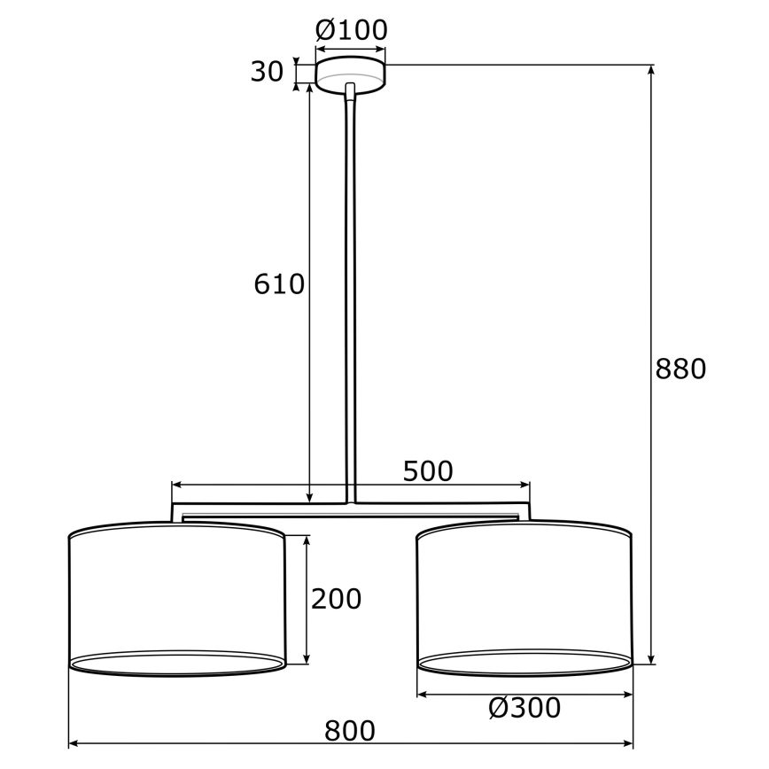 Argon 0900 - Kattokruunu tangossa KARIN 2xE27/15W/230V valkoinen