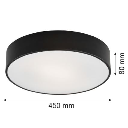 Argon 1186 - Kattovalo DARLING 3xE27/15W/230V d. 45 cm musta