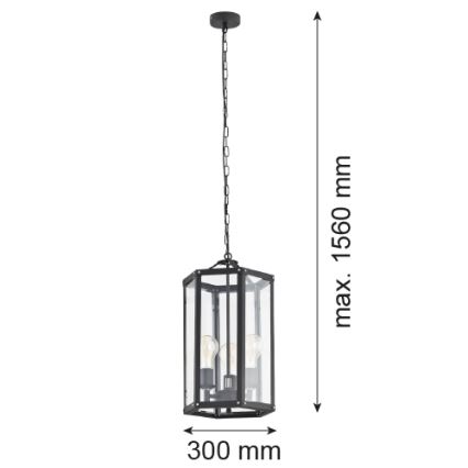 Argon 1253 - Kattokruunu ketjussa BODRUM 3xE27/15W/230V musta