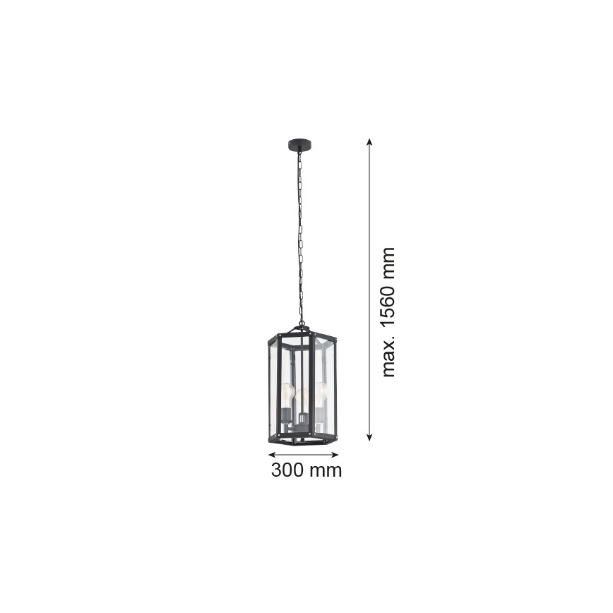 Argon 1253 - Kattokruunu ketjussa BODRUM 3xE27/15W/230V musta