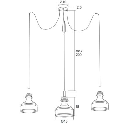 Argon 1354 - LED-kattokruunu narussa TULUZA 3xLED/5W/230V