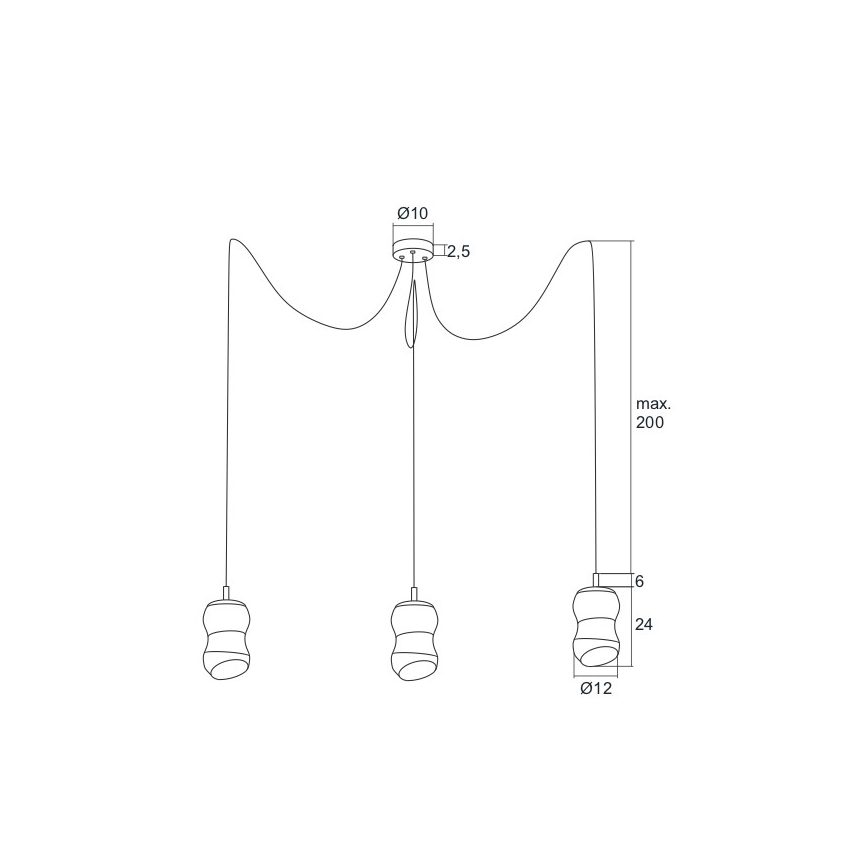Argon 1357 - LED-kattokruunu narussa GARDA 3xLED/5W/230V