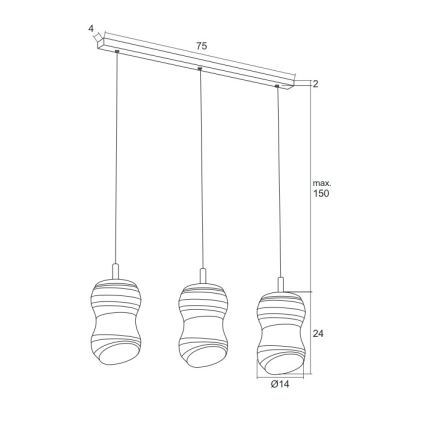 Argon 1366 - LED-kattokruunu narussa COMO 3xLED/5W/230V