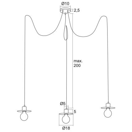 Argon 1377 - Kattokruunu johdossa CORSO 3xE27/15W/230V hämähäkki musta