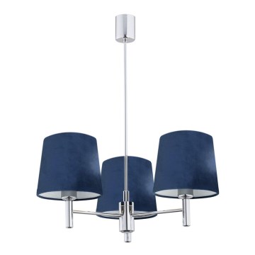 Argon 1381 - Kattokruunu tangossa BOLZANO 3xE27/15W/230V sininen/kiiltävä kromi