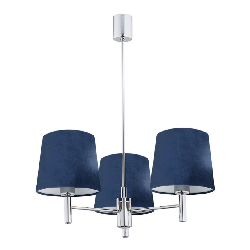 Argon 1381 - Kattokruunu tangossa BOLZANO 3xE27/15W/230V sininen/kiiltävä kromi