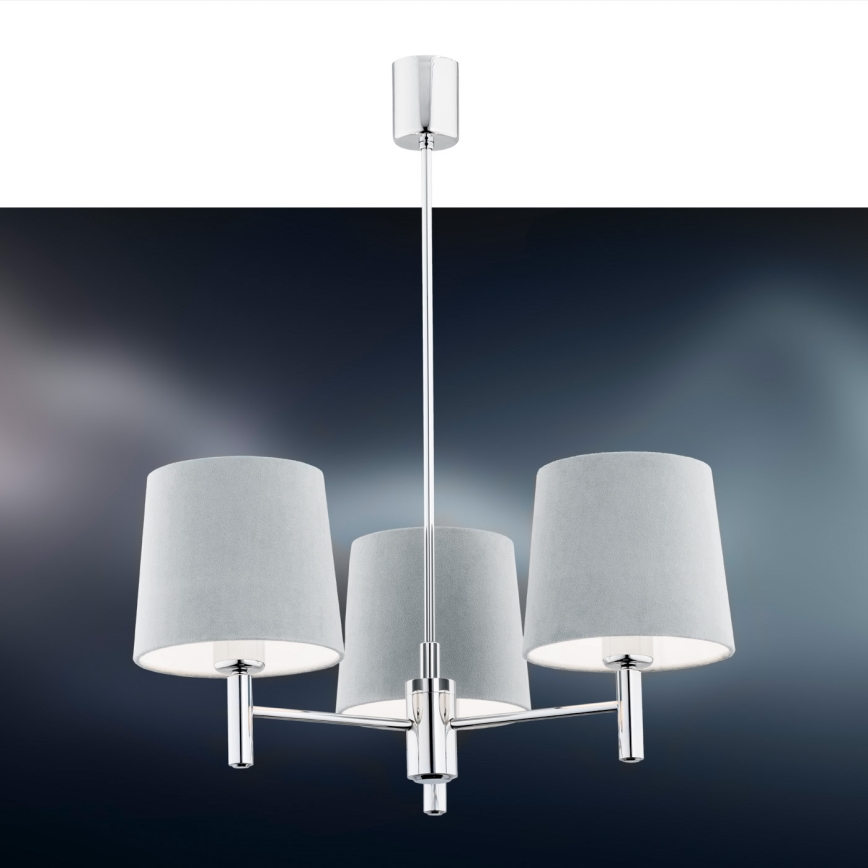 Argon 1383 - Kattokruunu tangossa BOLZANO 3xE27/15W/230V sininen/kiiltävä kromi