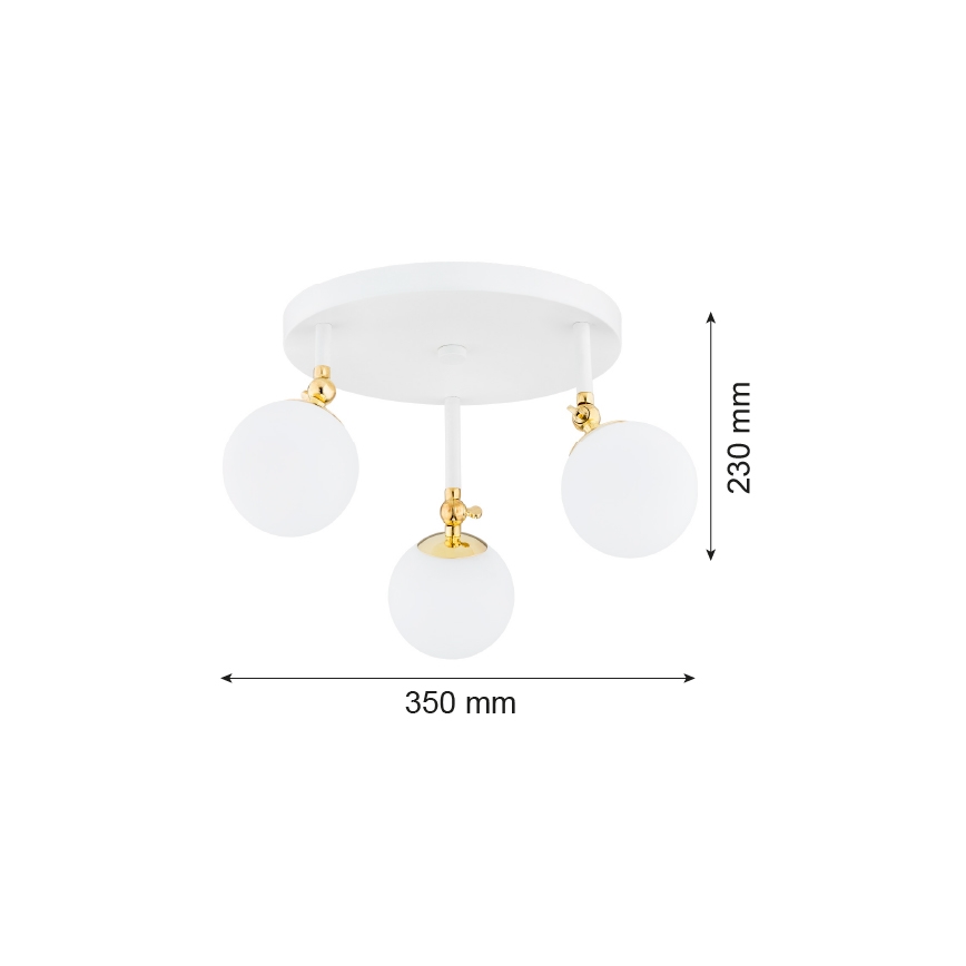 Argon 1434 - Kylpyhuoneen kiinteä kattokruunu LATINA 3xE14/7W/230V IP44 valkoinen/kultainen