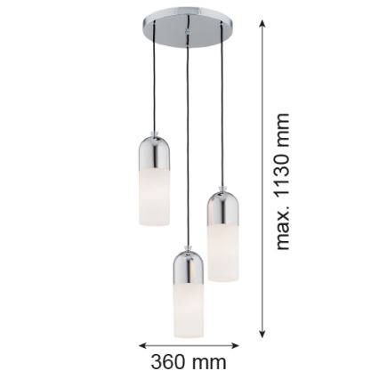 Argon 1465 - Kattokruunu johdossa BURGOS 3xE27/15W/230V kiiltävä kromi