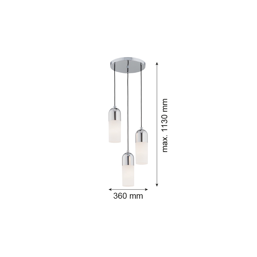 Argon 1465 - Kattokruunu johdossa BURGOS 3xE27/15W/230V kiiltävä kromi