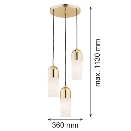 Argon 1466 - Kattokruunu johdossa BURGOS 3xE27/15W/230V messinki