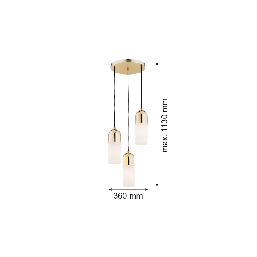 Argon 1466 - Kattokruunu johdossa BURGOS 3xE27/15W/230V messinki