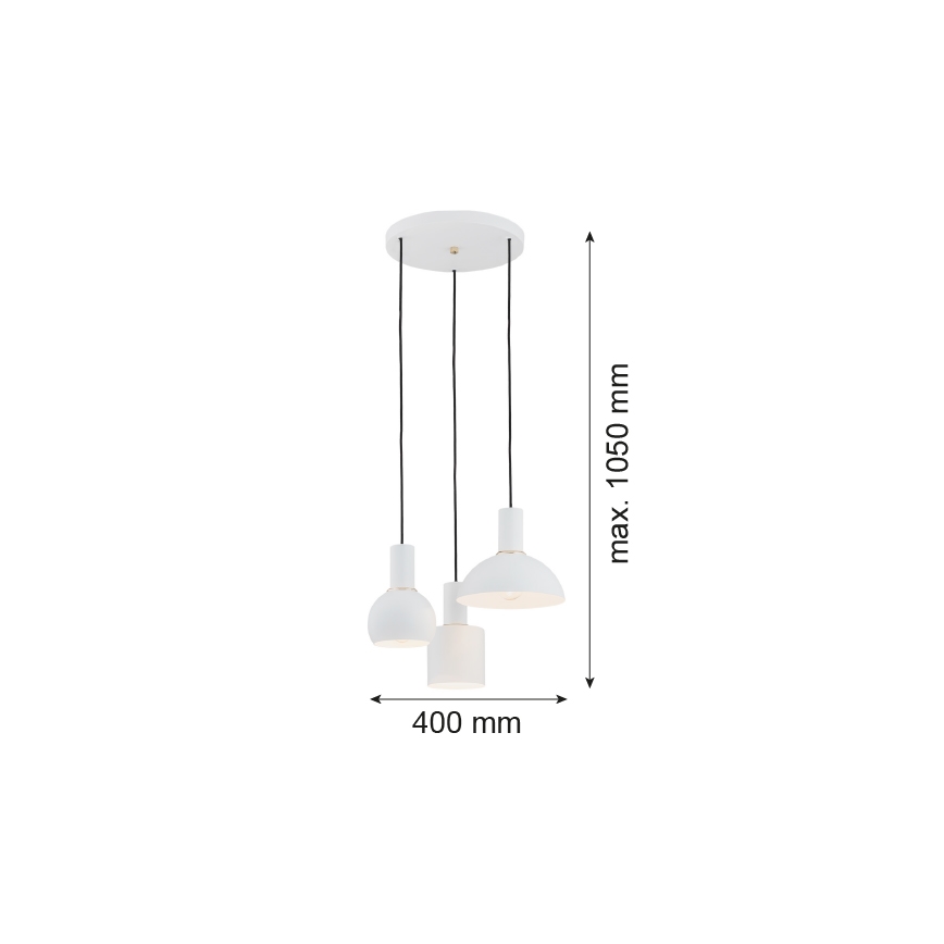 Argon 1468 - Kattokruunu johdossa SINES 3xE27/15W/230V valkoinen