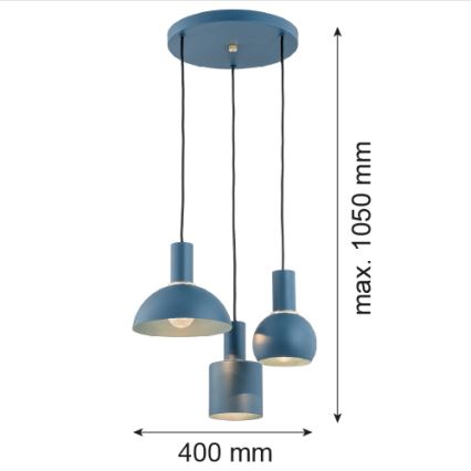 Argon 1471 - Kattokruunu johdossa SINES 3xE27/15W/230V sininen