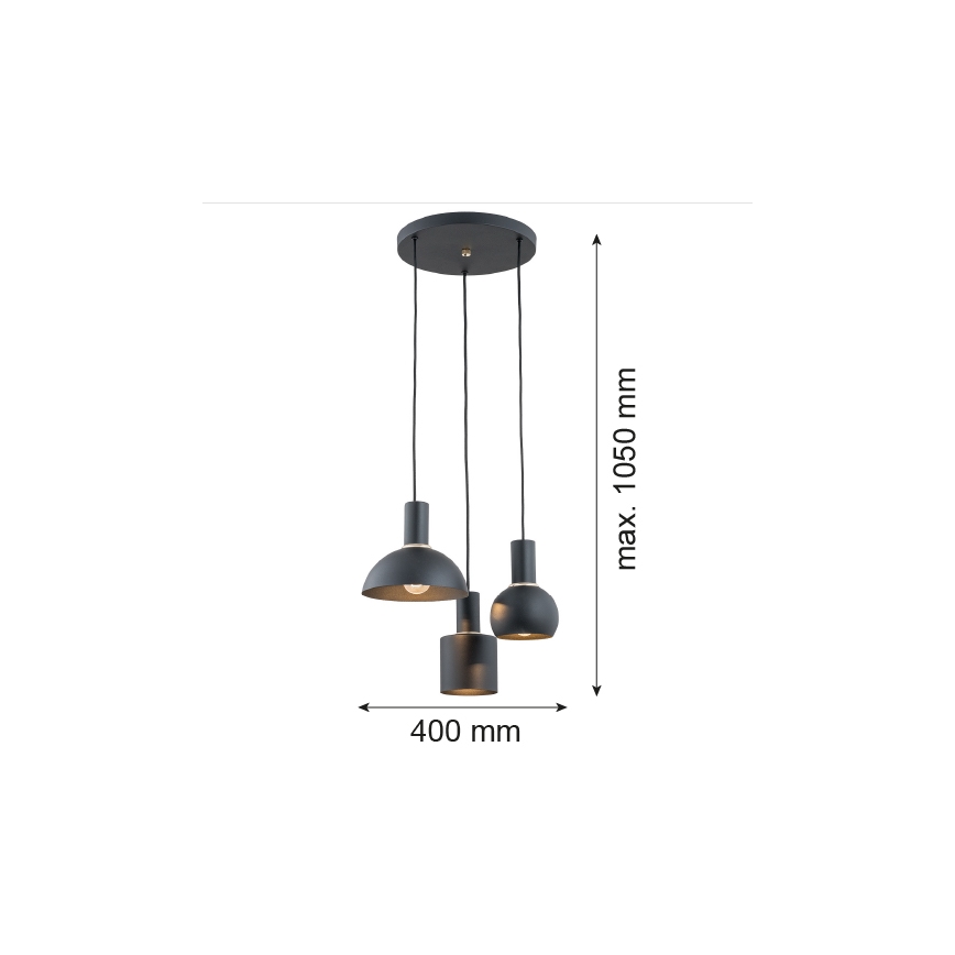 Argon 1472 - Kattokruunu johdossa SINES 3xE27/15W/230V musta