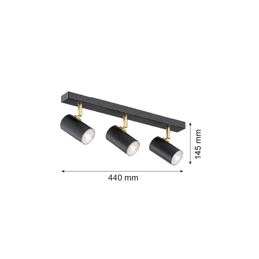 Argon 1476 - Kohdevalo LAGOS 3xGU10/5W/230V musta/messinki