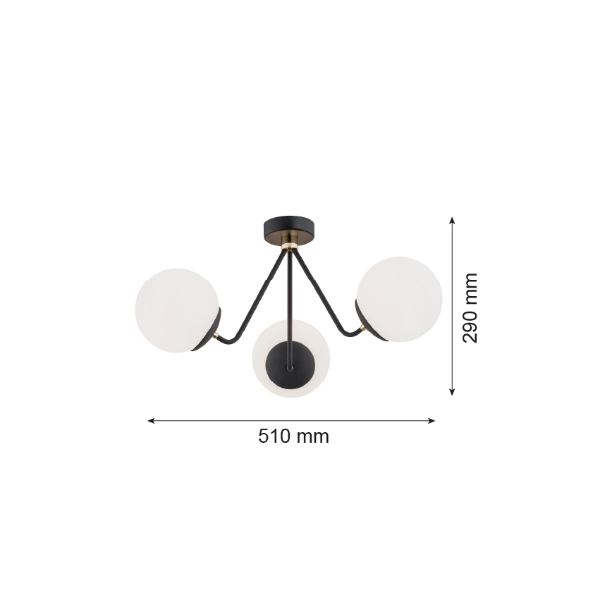 Argon 1478 - Pinta-asetettava kattokruunu TOMAR 3xE27/15W/230V musta