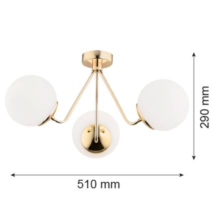 Argon 1481 - Kiinteä kattokruunu TOMAR 3xE27/15W/230V messinki