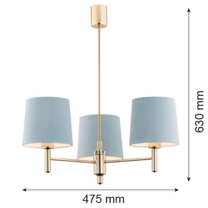 Argon 1484 - Kattokruunu PONTE 3xE27/15W/230V sininen/messinki